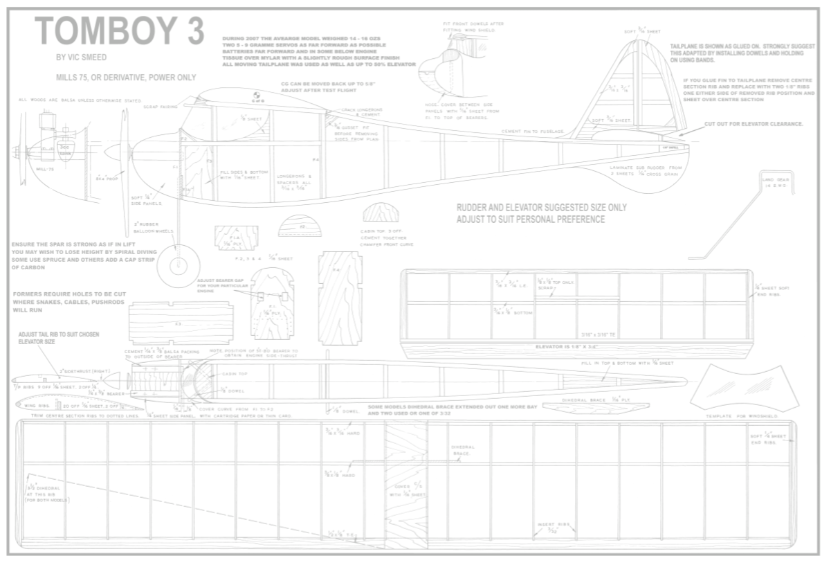 Tomboy 3 RC Assist 36" Parts & Plan Set
